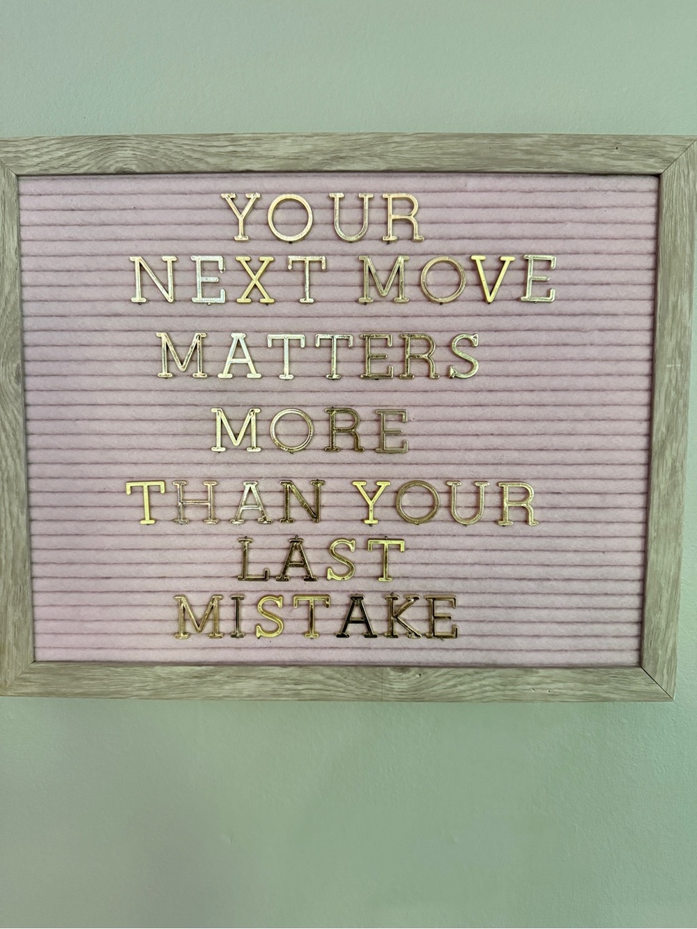 Inspirational Pink Felt Letter Board with Gold Letters - Home Wall Decor